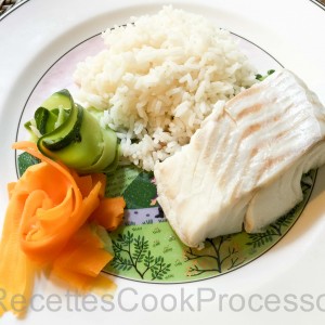 Dos de cabillaud, Tagliatelles de légumes & Riz