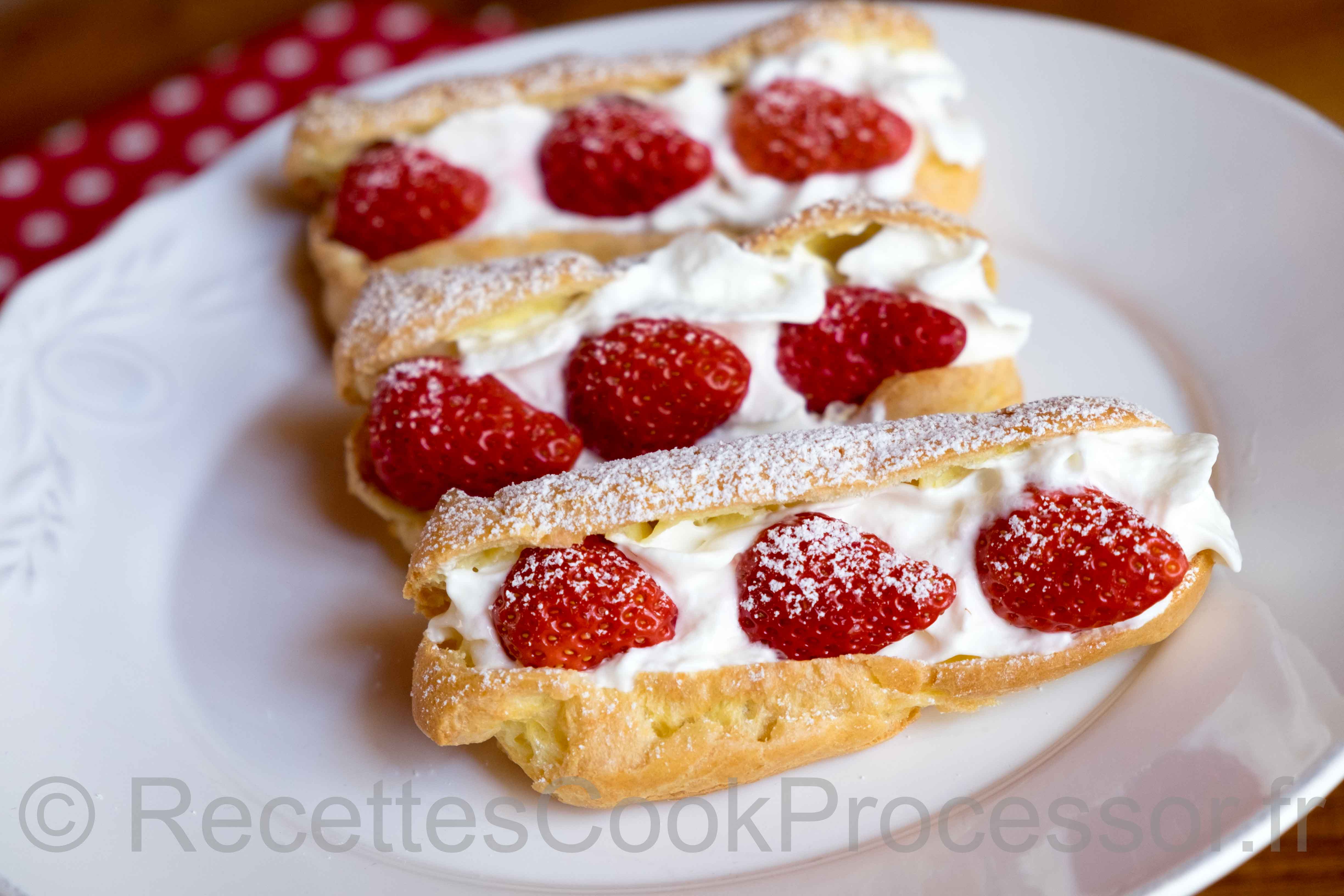 Eclairs chantilly fraises au Cook Processor